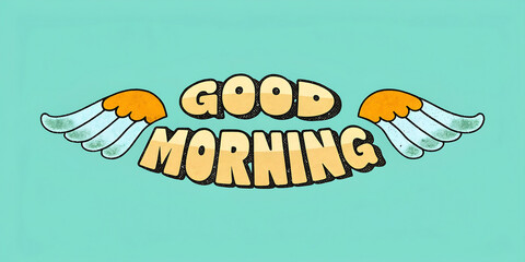 Stylish Beautiful Good Morning Text on Blue Background