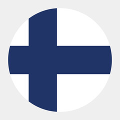 Fototapeta premium Finland flag. Button flag icon. Standard color. Circle icon flag. Computer illustration. Digital illustration. Vector illustration.
