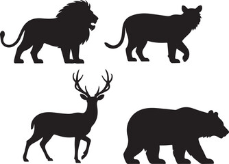 set of silhouettes of animals