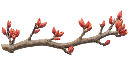Elegant red manzanita branch with smooth curves isolated on transparent background, perfect for floristry designs and rustic botanical decor