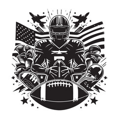 American football ball icon silhouette vector illustration on white background.
