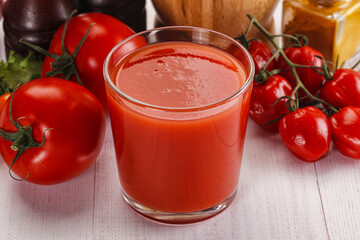 Fresh Tomato juice in the glass