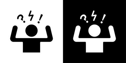 Anxiety icons vector set in solid flat style