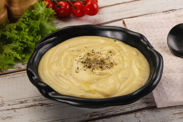 Gourmet cheese soup in the bowl