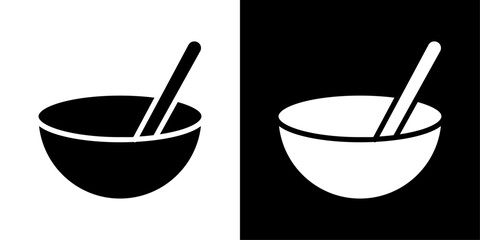 Bowl of soup icons vector set in solid flat style