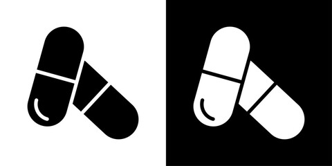 Capsule icons vector set in solid flat style