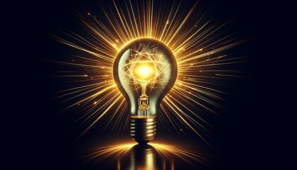 Inspiring Lightbulb with Radiant Burst Symbolizing Innovation