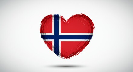 Stylized Norwegian flag heart shape design for patriotic celebrations or themes