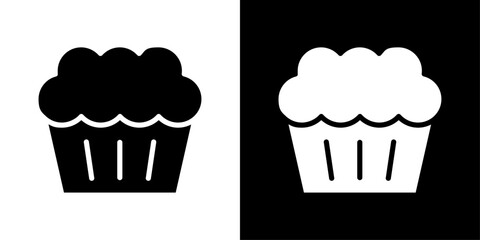 Cupcake icons vector set in solid flat style