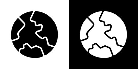 Earth icons vector set in solid flat style