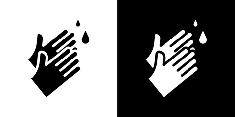 Handwashing icons vector set in solid flat style
