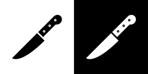 Kitchen knife icons vector set in solid flat style