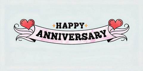 Stylish Text of Happy Anniversary on Blue Background
