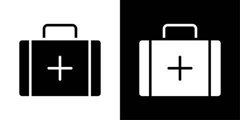 Medical kit icons vector set in solid flat style