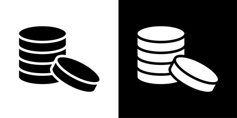 Money coin icons vector set in solid flat style