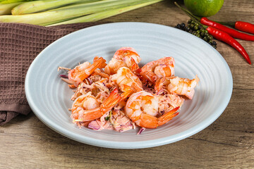 Shrimp cocktail with salad and sauce