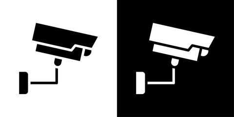 Security camera icons vector set in solid flat style