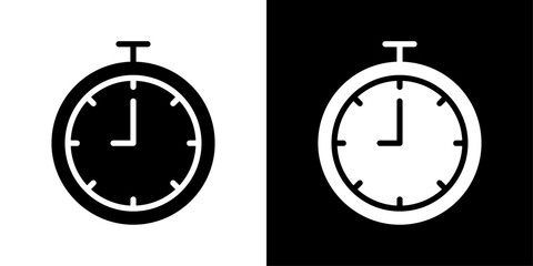 Timer icons vector set in solid flat style