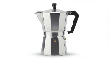 Elegant italian stovetop espresso maker isolated against a pristine background