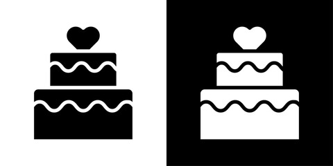 Wedding cake icons vector set in solid flat style