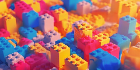 Colorful Building Blocks Abstract Architectural Construction,Playful Design,Bright Colors,Creative Concept