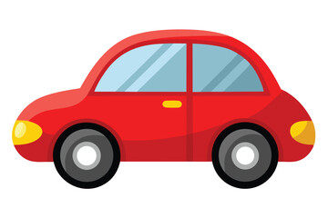 Cartoon Red Car with Transparent Background, Vehicle Icon