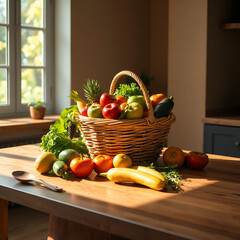 basket with vegetables