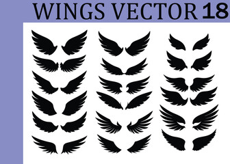 Black Gothic Wings Vector Set &ndash; Detailed Ink Line Art. black wings vector set.