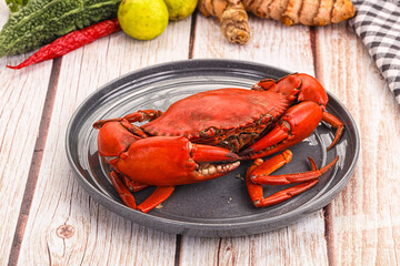 Hot fresh Boiled red crab