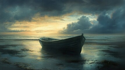 Solitude by the Sea: A Serene Sunset Landscape