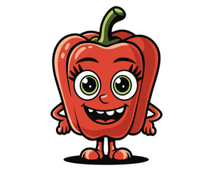 Paprika Cartoon Character Running in Rush with Cute Face