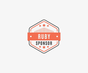 Hexagon Ruby Sponsor Badge, Vector illustration