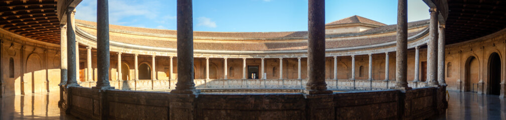 The Alhambra - Granada, Spain: Palace of Charles V, view of the patio inside the palace