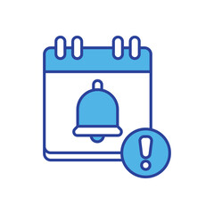 Calendar With Clock And Bell icon isolated on a white background. Vector illustration.