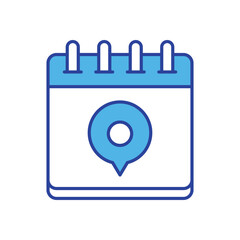 Calendar With Pin icon isolated on a white background. Vector illustration.