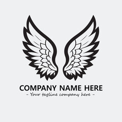 Wing illustration black and white for logo company vector image
