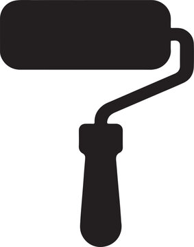 Paint roller clipart silhouette and Paintbrush icon art on a white background
