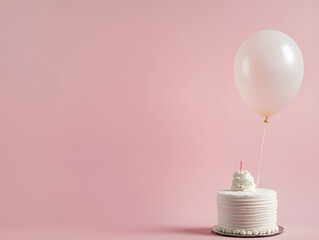 Minimalist Birthday Cake with Balloon