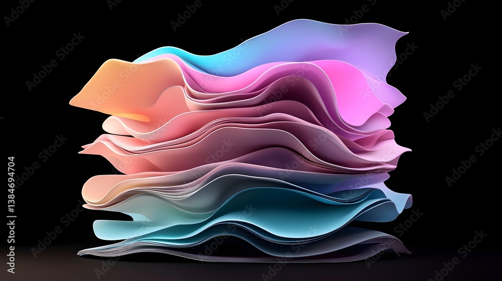 Wall mural metamorphic digital forms, fluid abstract shapes in constant transformation, vibrant color gradients