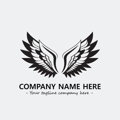 Wing illustration black and white for logo company vector image
