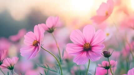 Sunlit Vibrant Wildflower Garden with Colorful Floral Diversity in Nature