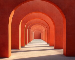 Obraz premium Serene Passage Through Architecturally Stunning Red Archways