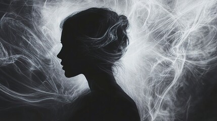 Fototapeta premium Silhouette of a Woman in an Abstract, Dreamy Setting