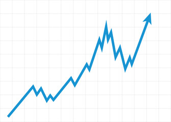 Blue Business Arrow Graph Rising Through Volatility Represent Profit and Growth in Unpredictable Times