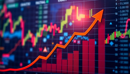 Growth business graph finance data diagram concept on stock market background with financial investment economy analysis chart or increase profit economic strategy success goal motivation development
