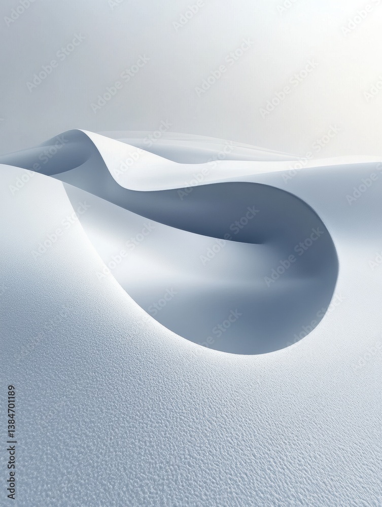 Leinwandbilder Pure white snowy landscape with soft curves and delicate shadows creating a calming and serene minimalist atmosphere during winter