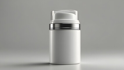 Cosmetic bottle for cream with dispenser on light background