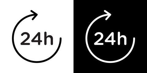 24 Hrs icons vector set in stroke line style