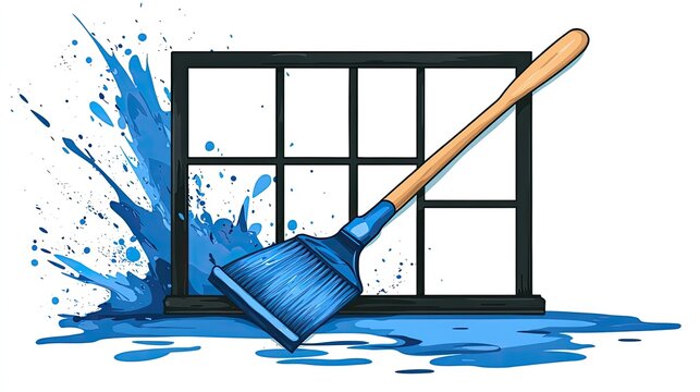 Cleaning window with a brush