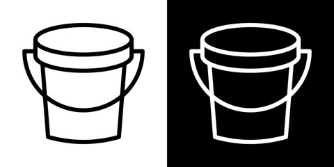Bucket icons vector set in stroke line style